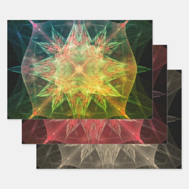 Abstract Colourful Geometric Decoupage  Wrapping Paper Sheet (Set)