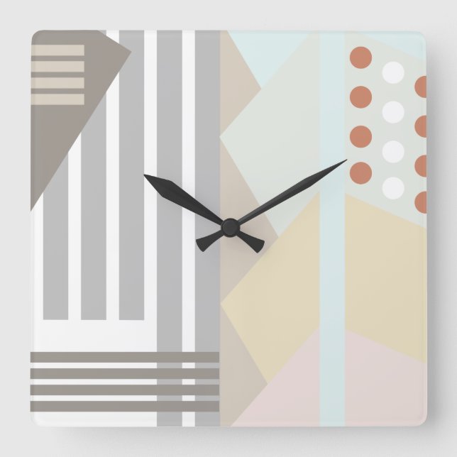 Abstract Colourful Geometric Figures Square Wall Clock (Front)