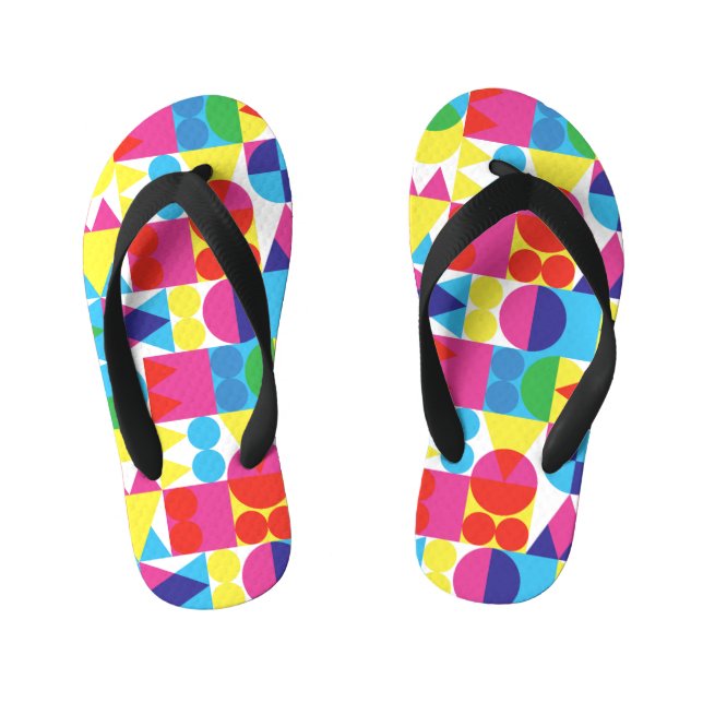 Abstract colourful geometric pattern design. kid's jandals (Footbed)