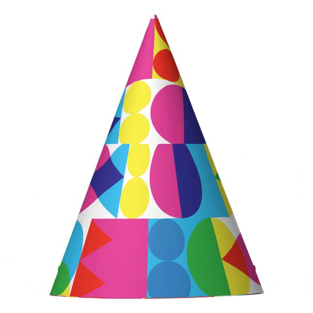 Abstract colourful geometric pattern design. party hat (Front)