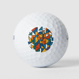 ABSTRACT COLOURFUL GEOMETRIC PATTERN GOLF BALLS