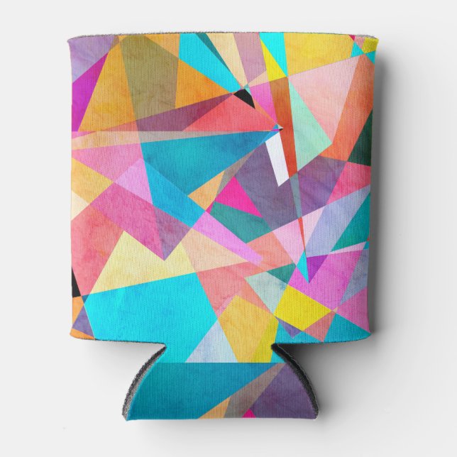 Abstract Colourful Geometric Watercolor Background Can Cooler (Front)