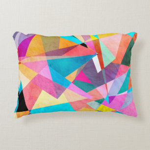 Abstract Colourful Geometric Watercolor Background Decorative Cushion