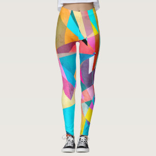 Abstract Colourful Geometric Watercolor Background Leggings