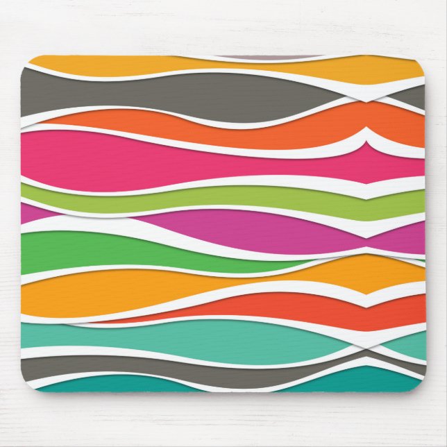Abstract colourful geometric waves pattern mouse pad (Front)