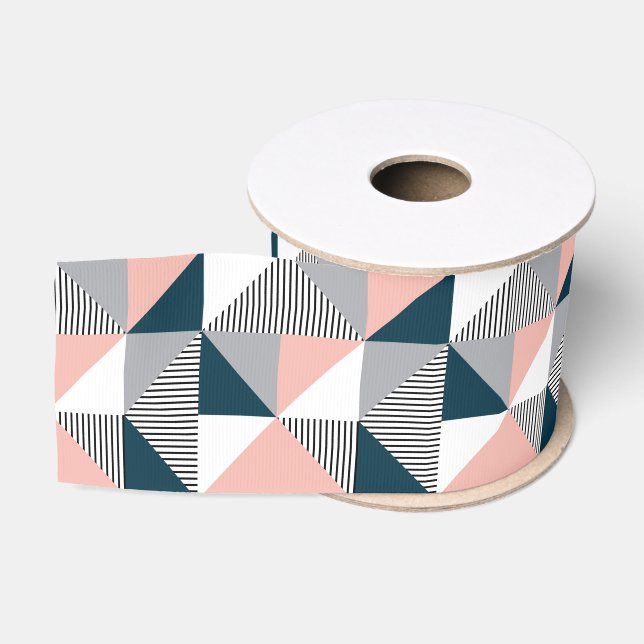Abstract colourful geometry grosgrain ribbon (Spool)