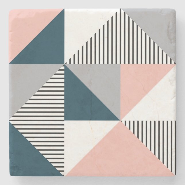 Abstract colourful geometry stone coaster (Front)