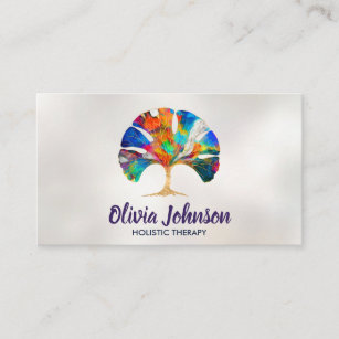 Abstract Colourful Gingko leaf Tree Business Card