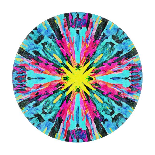 Abstract Colourful Glow Pattern Cutting Board (Front)
