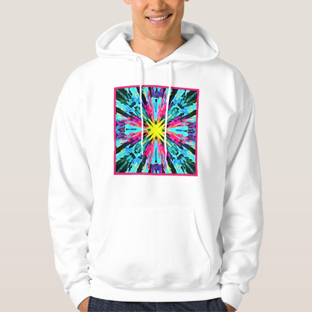 Abstract Colourful Glow Pattern Hoodie (Front)