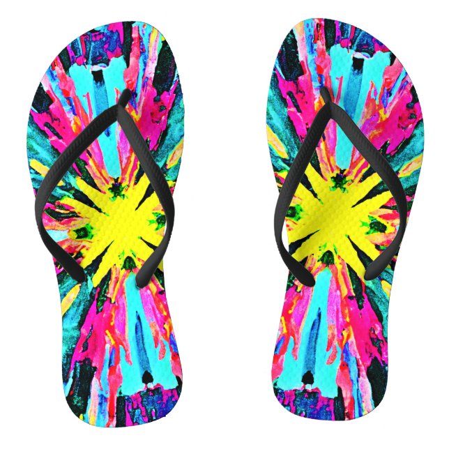Abstract Colourful Glow Pattern Jandals (Footbed)