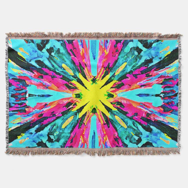 Abstract Colourful Glow Pattern Throw Blanket (Front)