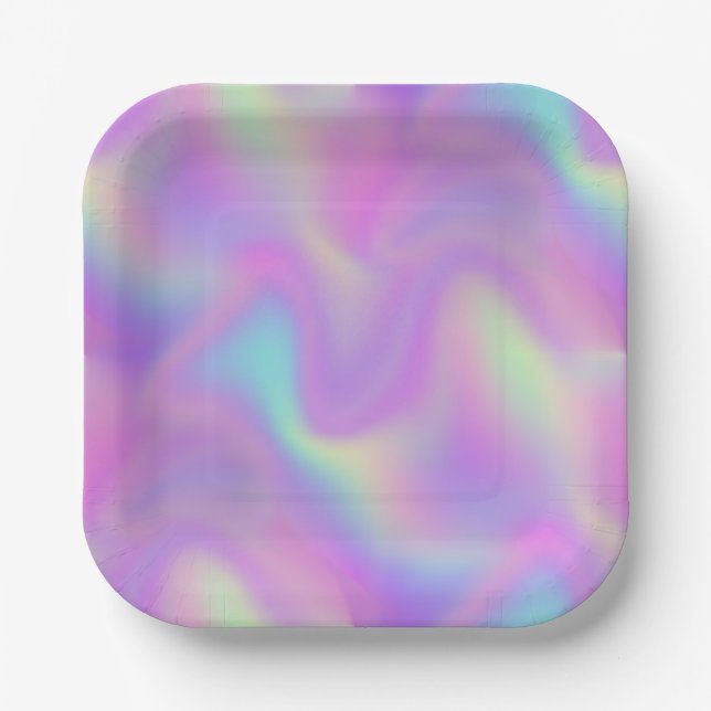 abstract colourful gradient kaleidoscope pastel paper plate (Front)