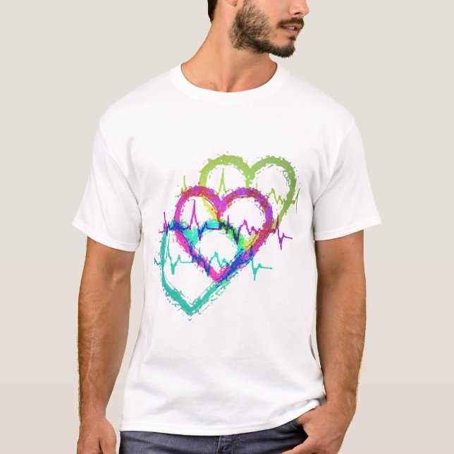 Abstract Colourful Heart Design T-Shirt (Front)