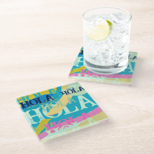 Abstract Colourful Hola Glass Coaster