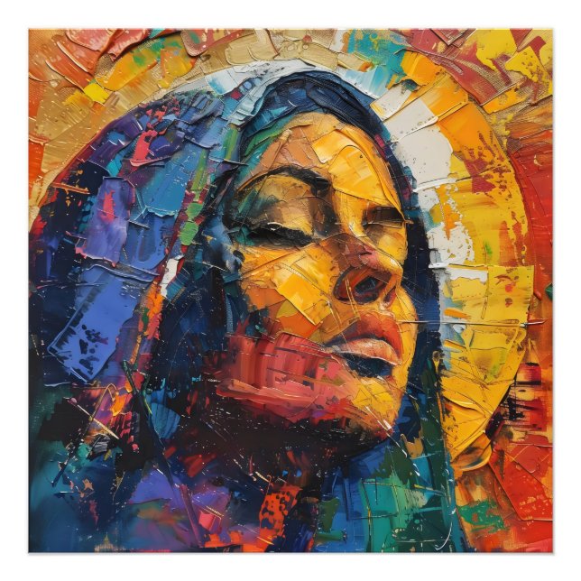 Abstract Colourful Holy Mary Photo Print (Front)