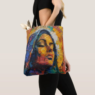 Abstract Colourful Holy Mary Tote Bag