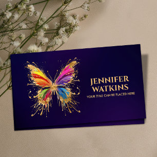 Abstract Colourful ink splatter butterfly Business Card