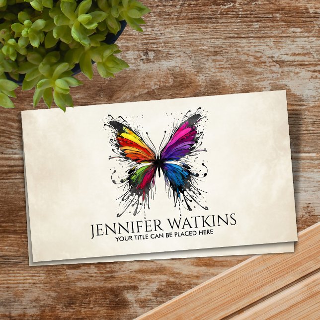 Abstract Colourful ink splatter butterfly Business Card (Creator Uploaded)