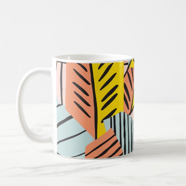 Abstract colourful leaves, nature pattern. coffee mug (Left)