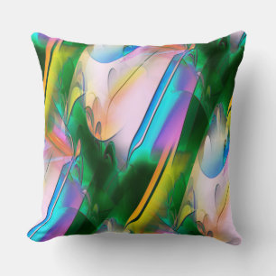 Abstract colourful leaves with psychedelic style   cushion