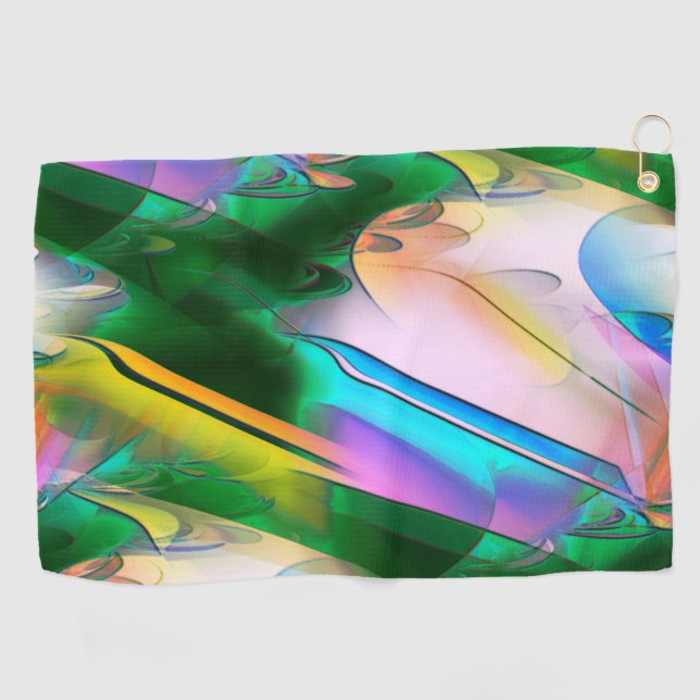 Abstract colourful leaves with psychedelic style   golf towel (Horizontal)