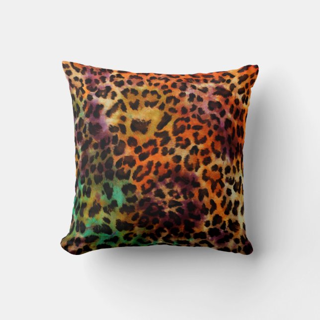 abstract colourful leopard texture pattern cushion (Front)