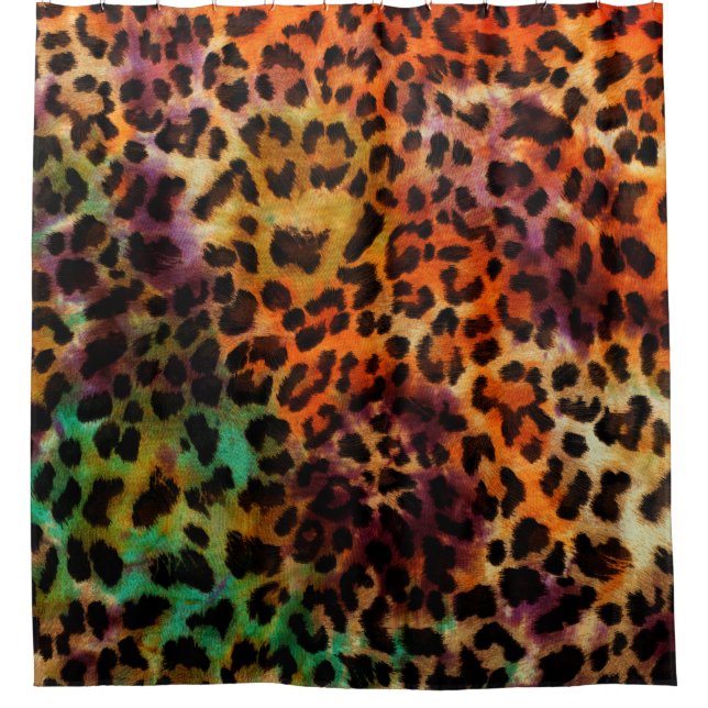 abstract colourful leopard texture pattern shower curtain (Front)