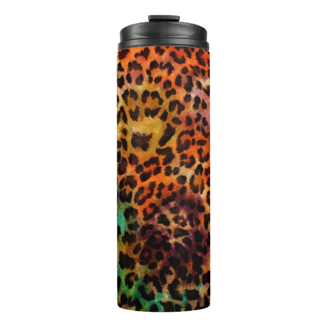 abstract colourful leopard texture pattern thermal tumbler (Front)