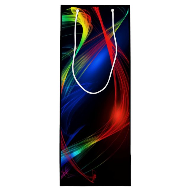 Abstract Colourful Lights Black Wine Gift Bag (Back)