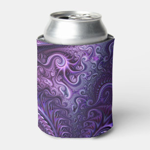 Abstract Colourful Lilac & Violet Spiral Pattern Can Cooler