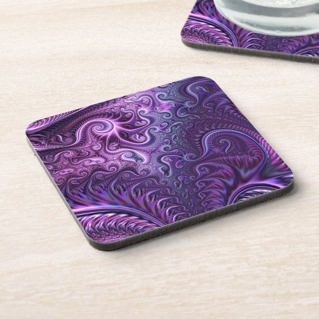 Abstract Colourful Lilac & Violet Spiral Pattern Coaster (Left Side)