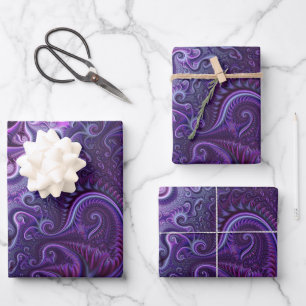 Abstract Colourful Lilac & Violet Spiral Pattern Wrapping Paper Sheet