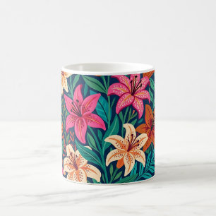 Abstract Colourful Lilies & Butterflies Coffee Mug