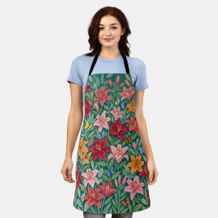 Abstract Colourful Lilies Garden Apron