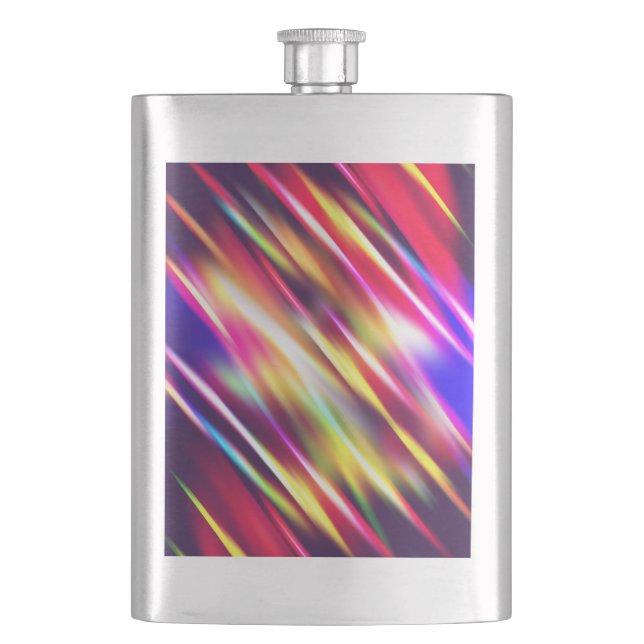 Abstract colourful lines hip flask (Front)