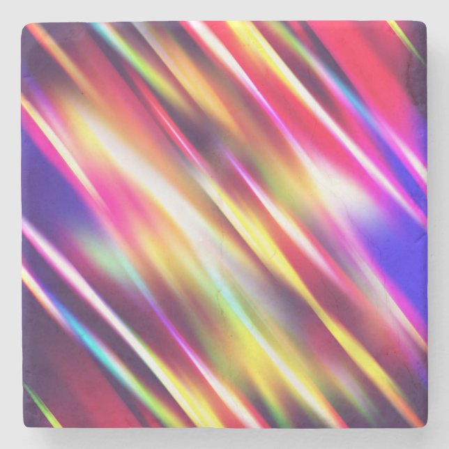 Abstract colourful lines stone coaster (Front)