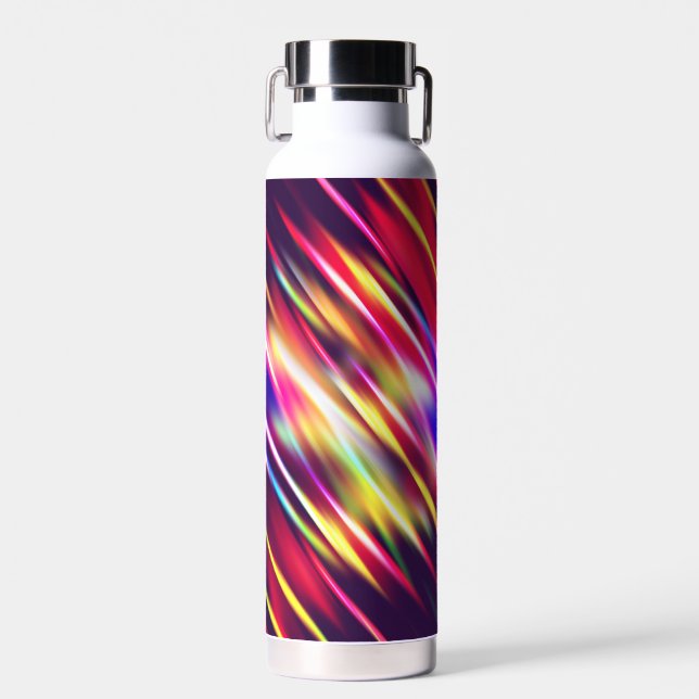 Abstract colourful lines water bottle (Front)
