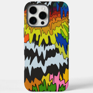 Abstract Colourful Liquid Drip Retro Wavy Stripe iPhone 16 Pro Max Case