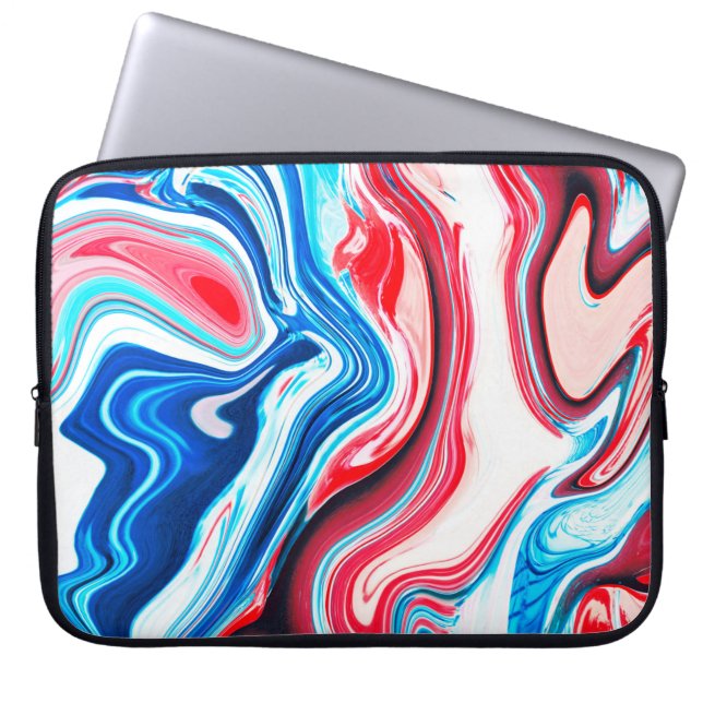 Abstract colourful liquid marble texture laptop sleeve (Front)