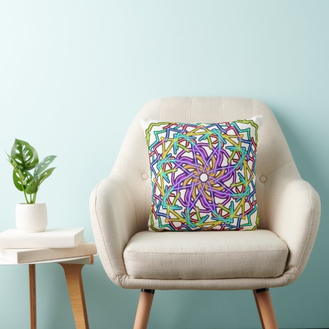 Abstract Colourful Mandala Cushion (Chair)