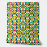 Abstract colourful modern art deco look pattern  wallpaper<br><div class="desc">Colourful abstract fan shape pattern. Fun and bright. In colours of blue,  green,  red and orange.</div>