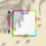 Abstract colourful modern custom name tear away   notepad<br><div class="desc">This is a very colourful abstract modern art. It has beautiful magenta, cyan, yellow, orange, and green colours creating free shapes in the background. It is a personalised design, so you can add your own name. The name font is in contrasting nice deep blue colour. Get yourself one and add...</div>