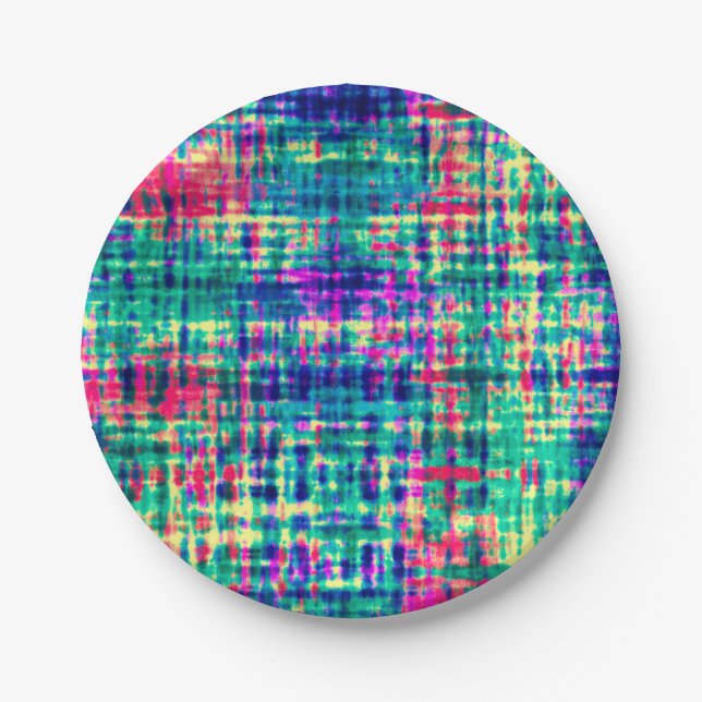 Abstract Colourful Modern Tie Dye Pattern Paper Plate (Front)