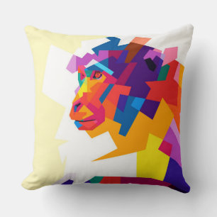Abstract Colourful Monkey   Modern Artwork  Cushion