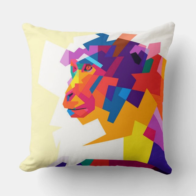 Abstract Colourful Monkey | Modern Artwork  Cushion (Front)