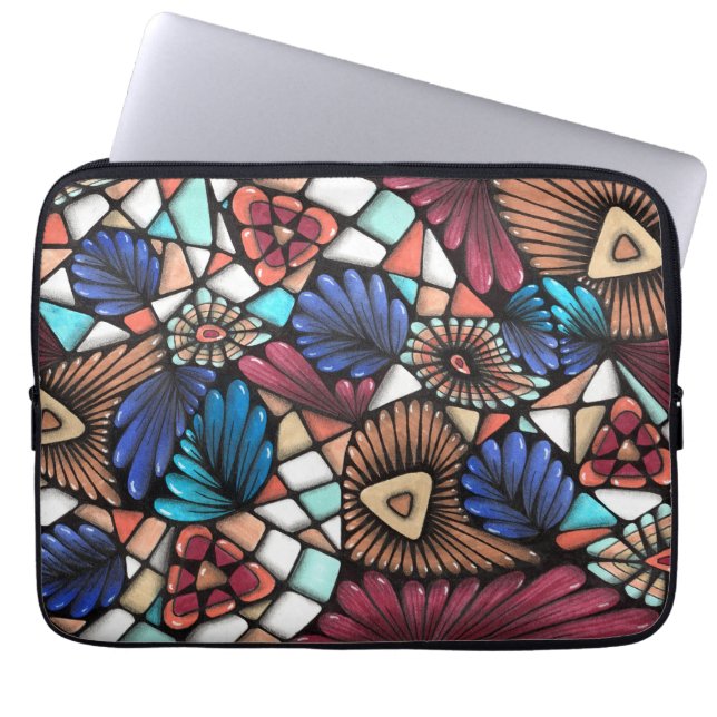 Abstract Colourful Mosaic Pattern Laptop Sleeve Ca (Front)