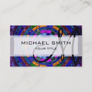 Abstract Colourful Mosaic Pattern Monogram #10 Business Card