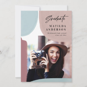 Abstract colourful multi photo graduation party announcement
