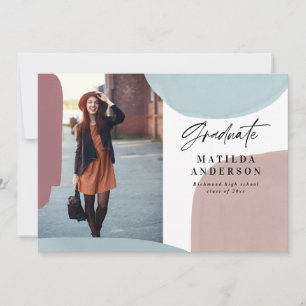 Abstract colourful multi photo graduation party announcement